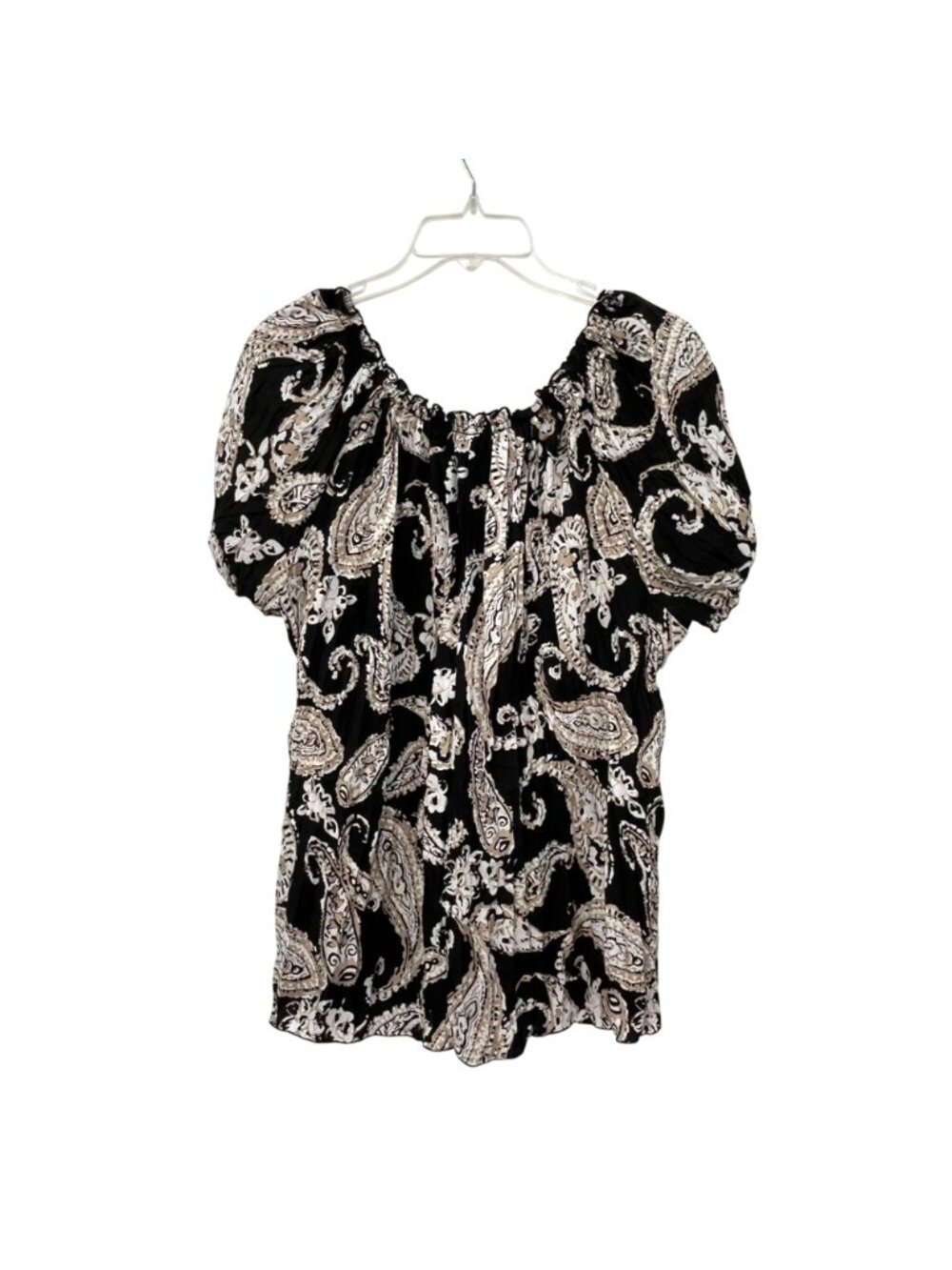 Croft & Barrow Black Paisley Peasant Top Womens XL Used - Picture 2 of 13